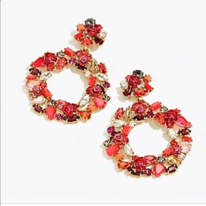 J. Crew crystal wreath earrings in red